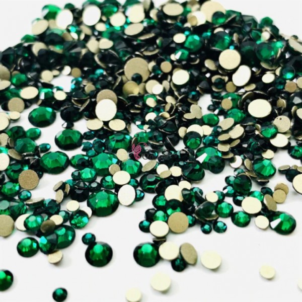 Strasuri din cristale pentru make-up, model Gold SM011JJ Emerald Mixt